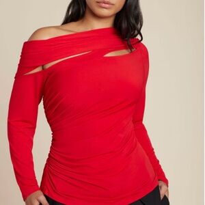 Eloquii Red Cutout Off-Shoulder Blouse